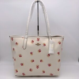 Coach City Tote With Pop Floral Print Gold/Chalk Multi